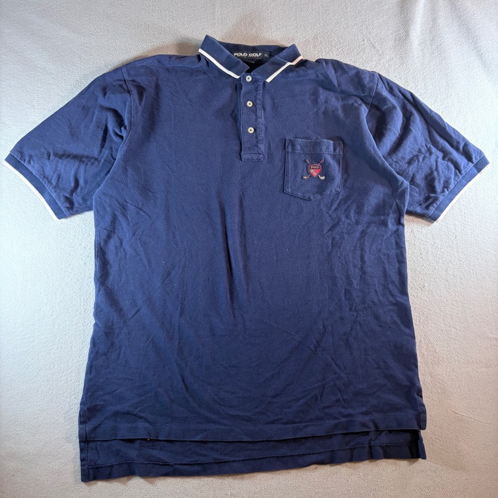 Polo‎ Golf Ralph Lauren Mens XL Navy Blue Short Sleeve Cotton Pique Polo Shirt